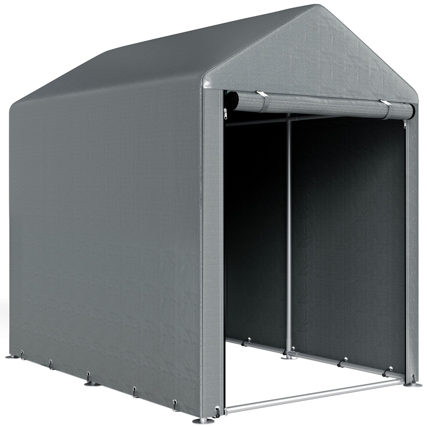 Outsunny Carpa Para Herramientas Bicicletas Y Motos 1,2x1,8x1,65 M Gris Oscuro_0