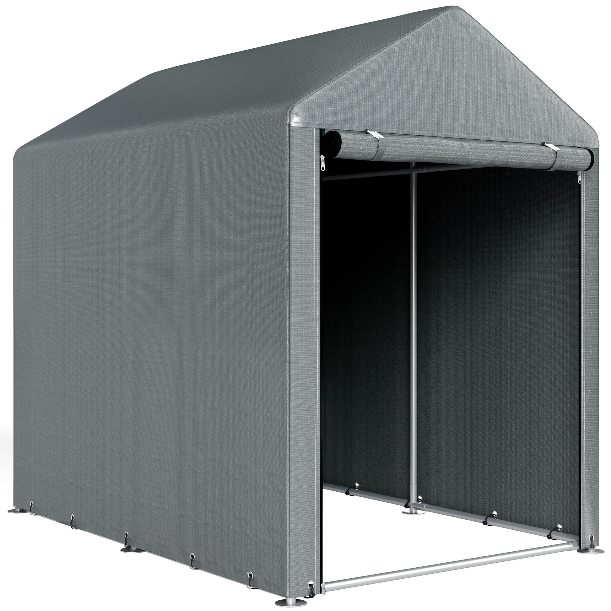 Outsunny Carpa Para Herramientas Bicicletas Y Motos 1,2x1,8x1,65 M Gris Oscuro_0