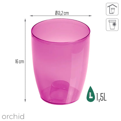 Maceta Coubi Orchid 1,5l., Dimensiones (mm) 132x132x160, Color Violeta Transparente_2