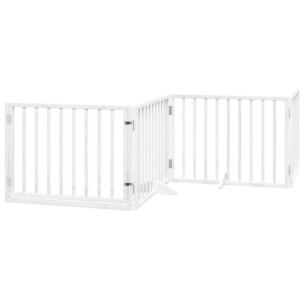 Vidaxl Puerta De Perros Plegable 10 Paneles Madera Álamo Blanca 800 Cm_0