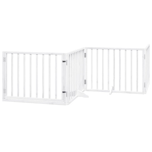 Vidaxl Puerta De Perros Plegable 10 Paneles Madera Álamo Blanca 800 Cm_0