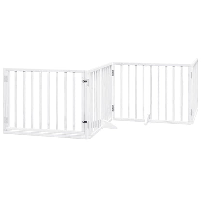 Vidaxl Puerta De Perros Plegable 6 Paneles Madera Álamo Blanca 480 Cm_0