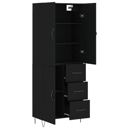 Aparador Alto Madera Contrachapada Negro 69,5x34x180 Cm_3