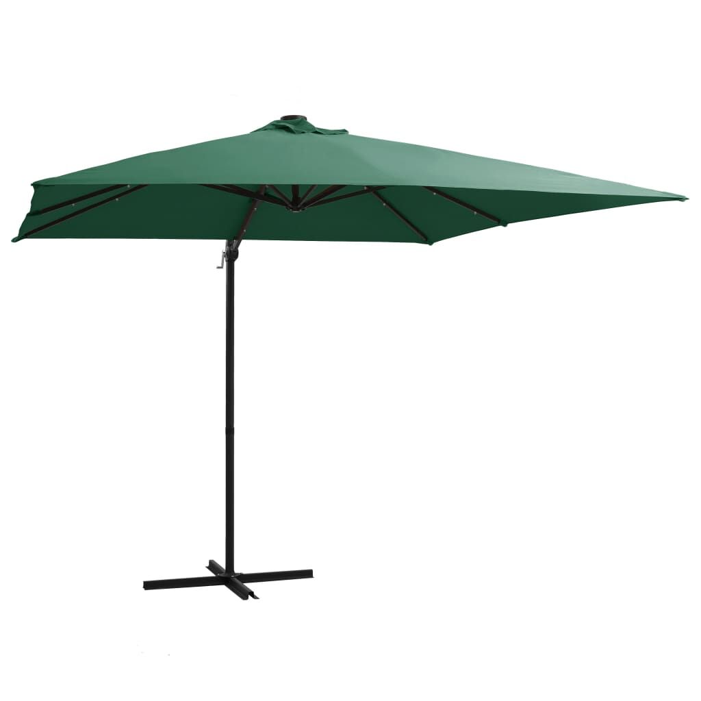 Vidaxl Sombrilla Voladiza Jardín Luces Led Palo Acero Arena 250x250 Cm_0