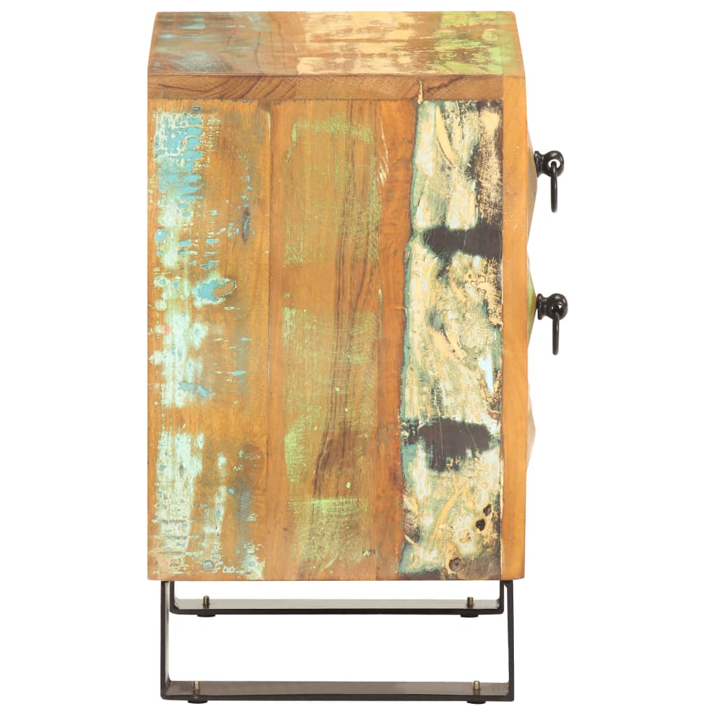 Mesita De Noche De Madera Maciza Reciclada 40x30x50 Cm_2