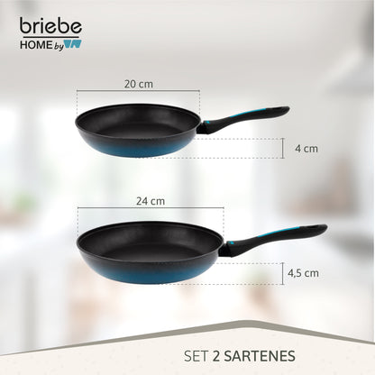 Briebe Set 2 Sartenes Inducción Acero Forjado 20-24cm Antiadherente Sin Pfoa, Fabricada En España, Mare, Azul_5