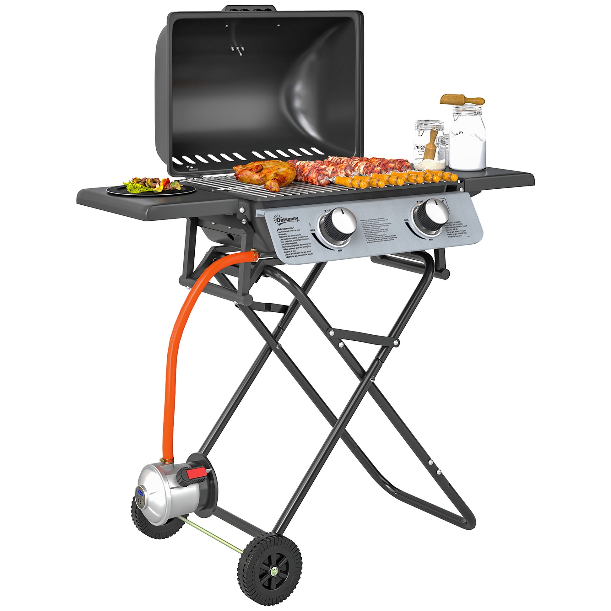 Outsunny Barbacoa De Gas Con 2 Quemadores De Acero Inoxidable 5_0