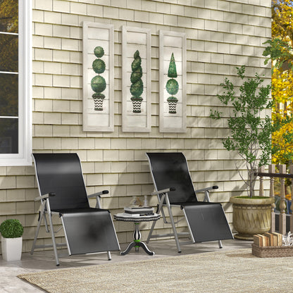 Outsunny Conjunto De 2 Tumbonas Reclinables Y Plegables 78x58x110 Cm Negro_1