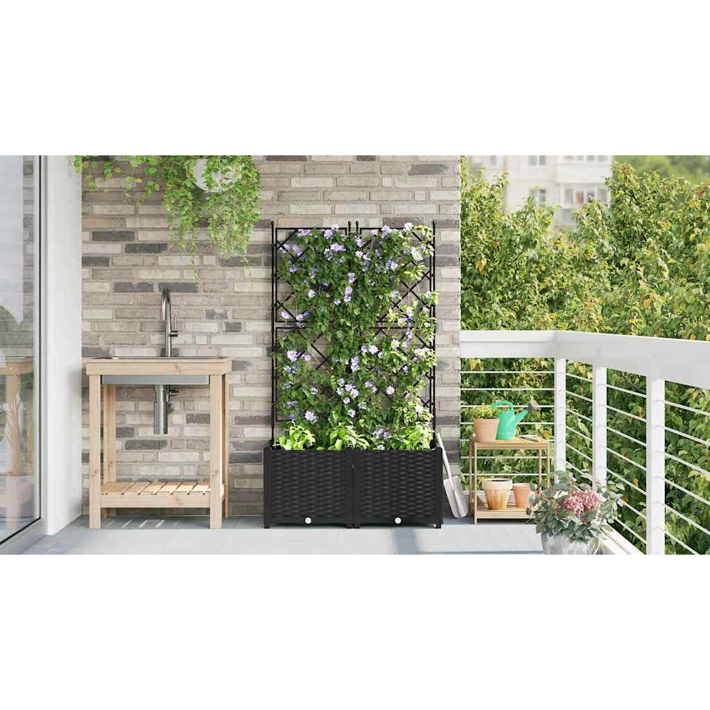 Vidaxl Maceta De Jardín Con Enrejado 2 Pcs Negro 80 X 40 X 143 Cm Pp_3