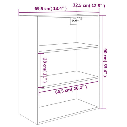Armario De Pared Colgante Blanco Brillante 69,5x32,5x90 Cm / Vetonek_5