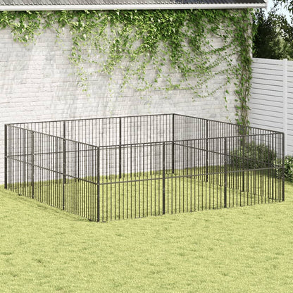 Vidaxl Corralito Para Perros Con 12 Paneles Acero Galvanizado Negro_1
