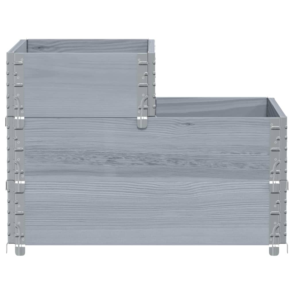 Arriate Elevado De 3 Niveles Madera Maciza Pino Gris 120x80 Cm_3