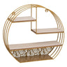 Wellhome Estantería Pared Madera Metal Redonda Oro