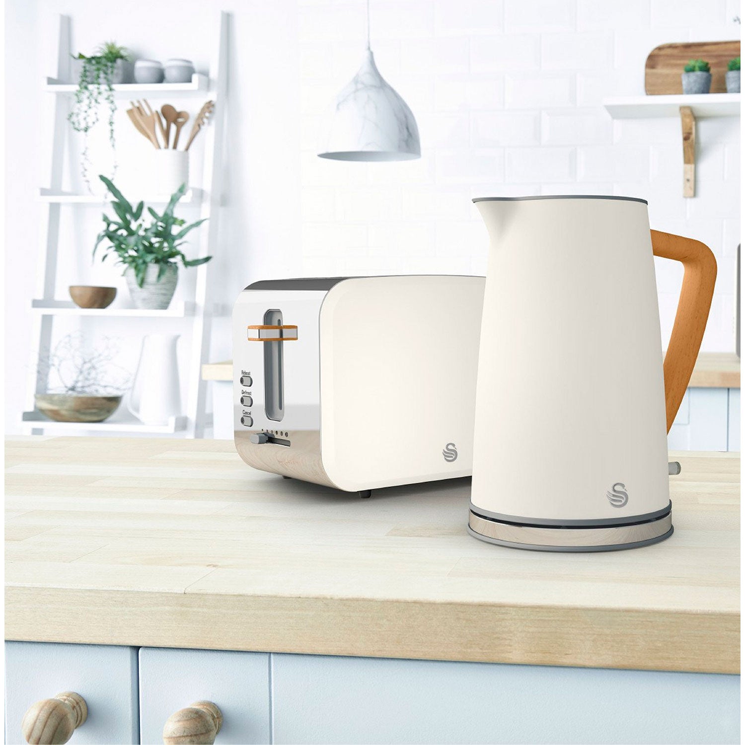 Swan Nordic Set Desayuno, Hervidor Agua 1,7 L, Tostadora Ranura Ancha 2 Rebanadas, Diseño, Stp2090whtneu, Blanco 2200w_1