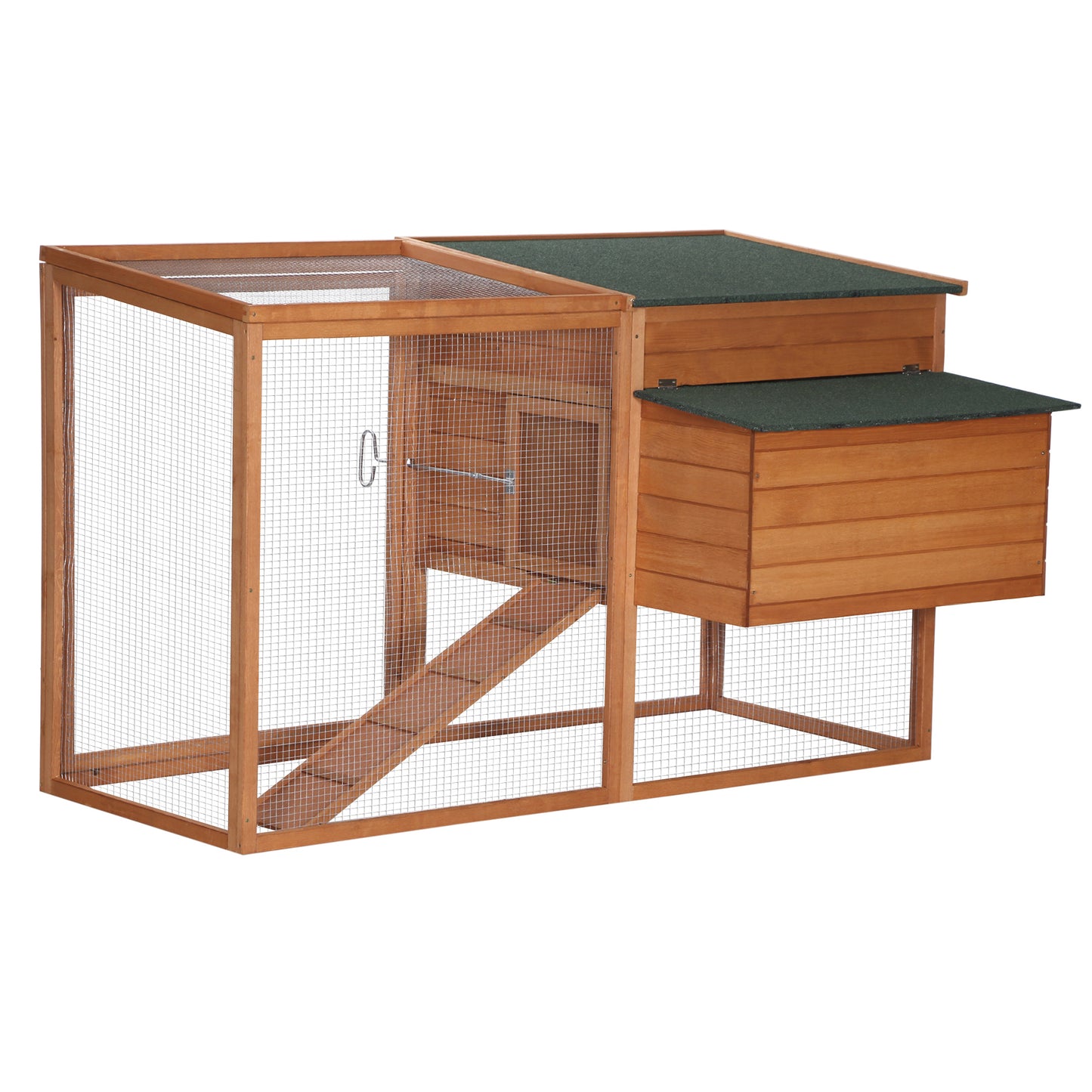Pawhut Gallinero Exterior De Madera Con Corredor Techo Abatible 168x110.5x101.5_4