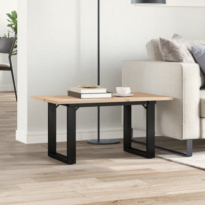 Mesa De Centro Marco O Madera Maciza Pino Y Acero 80x50x40 Cm_1