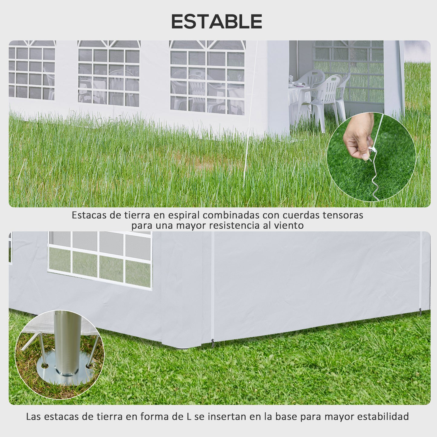Outsunny Carpa De Jardín 6x3 M Paredes Laterales Extraíbles Puerta 6 Ventanas_5