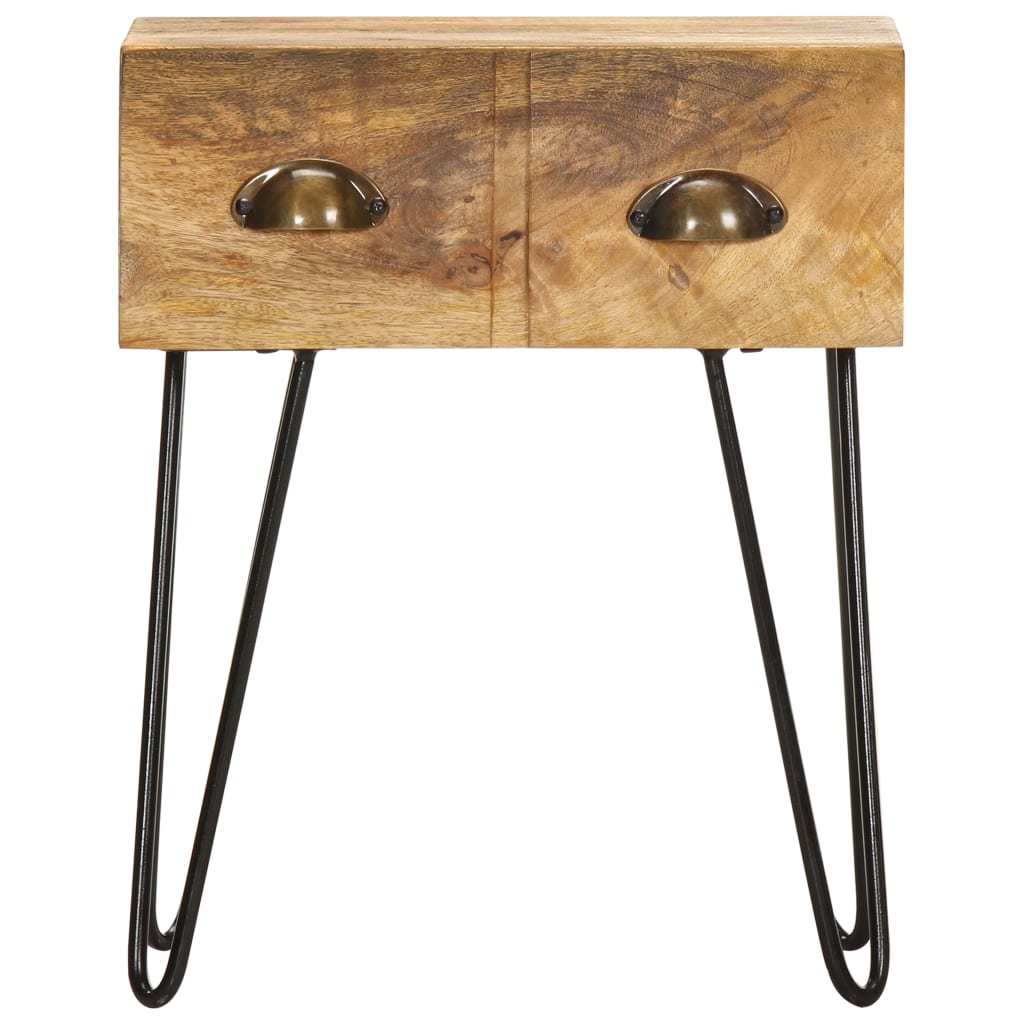 Mesita De Noche De Madera Maciza De Mango 40x30x50 Cm_0