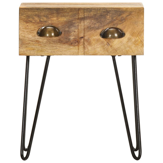 Mesita De Noche De Madera Maciza De Mango 40x30x50 Cm_0