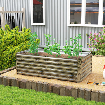 Outsunny Jardinera Exterior Grande De Acero Galvanizado Con Base Abierta Natural_1