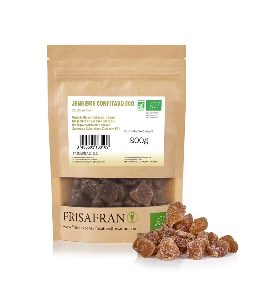 Jengibre En Dados Con Azúcar Eco | Calidad | Frisafran 500 G_0
