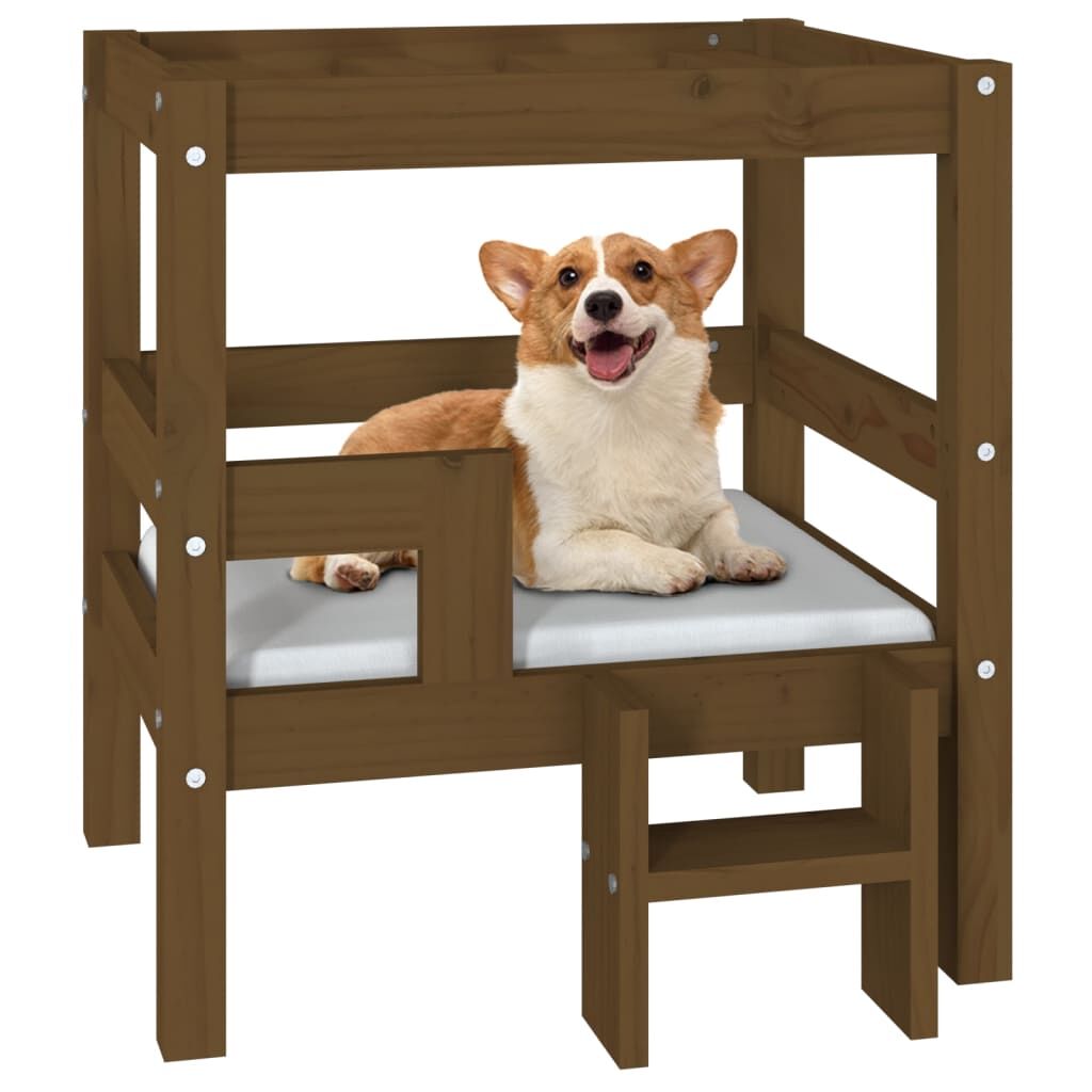 Vidaxl Cama Para Perros Madera Maciza Pino Marrón Miel 55,5x53,5x60 Cm_3