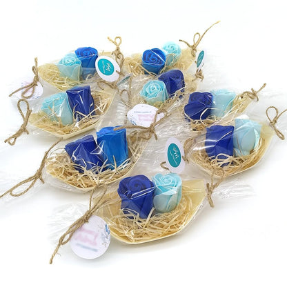 50 Barcas Con Flores Para Regalo Invitados (azul) - Rosas De Jabón Para Baño Aromático. Detalle Original Para Eventos_1