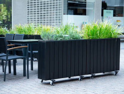 Jardinera Alta De Madera Con Ruedas 100x34x80 Cm Ebony Black Hortalia_5