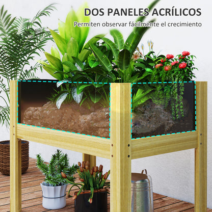 Outsunny Huerto Urbano De Madera Con Paneles Acrílicos 75x46x60,5 Cm Natural_4