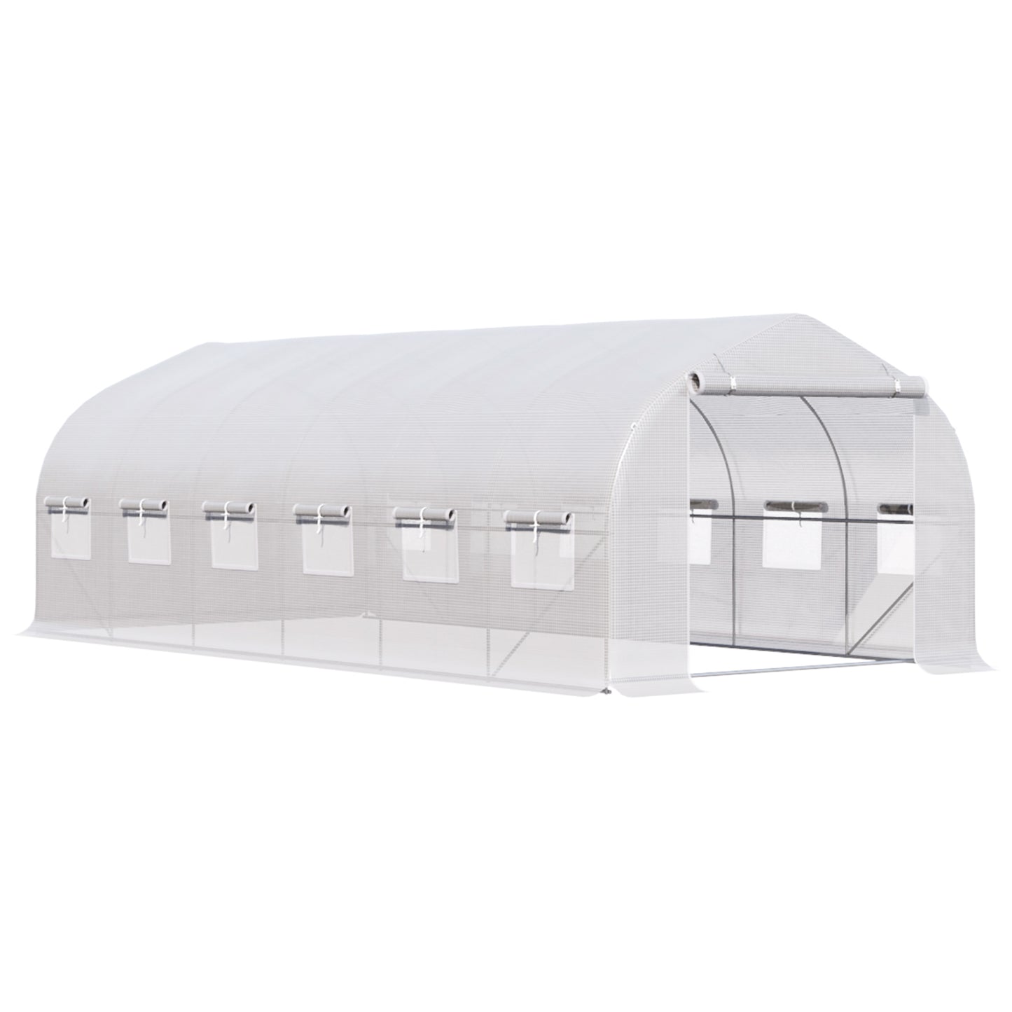 Outsunny Invernadero De Túnel 6x3x2m Con Puerta Y 12 Ventanas Enrollables Blanco_0