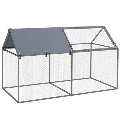 Pawhut Jaula Para Animales Pequeños Con 1 Puerta Superior 198x100x120 Cm Plata_0