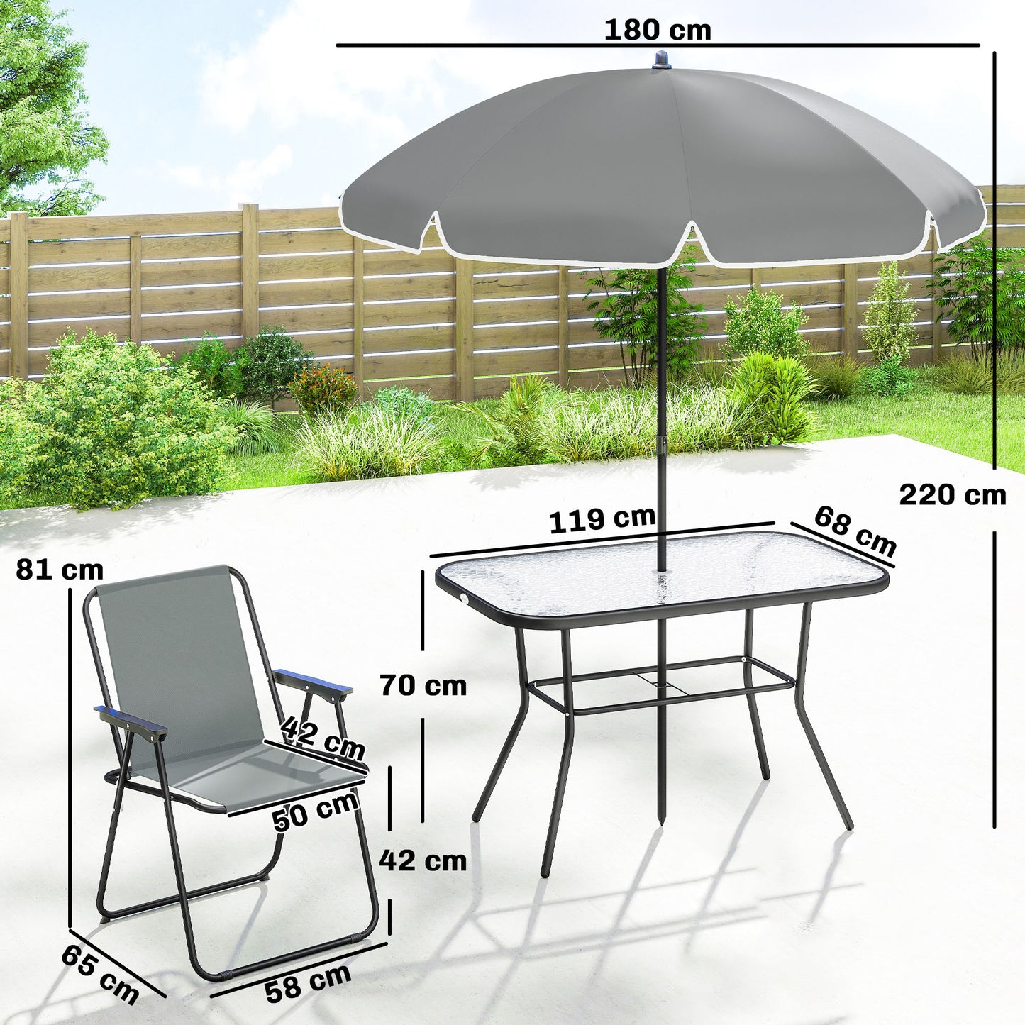 Outsunny Conjunto De Mesa Y Sillas Jardín De 8 Piezas Gris_2