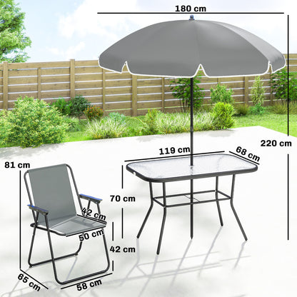 Outsunny Conjunto De Mesa Y Sillas Jardín De 8 Piezas Gris_2