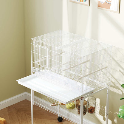 Pawhut Jaula Para Pájaros Con Divisor Ruedas Para Mascota Aves Loros Canarios_3