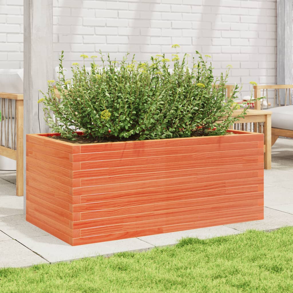 Jardinera Madera Maciza De Pino Marrón Cera 110x60x45,5 Cm_2