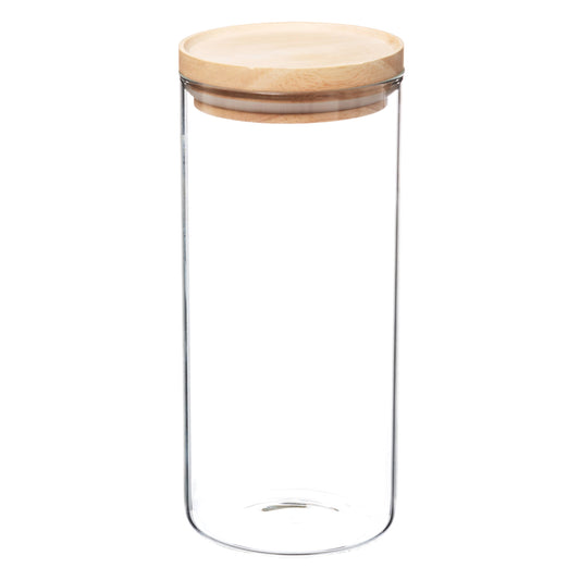 Wellhome - Tarro De Vidrio Y Madera, Cierre Hermético 1.3l