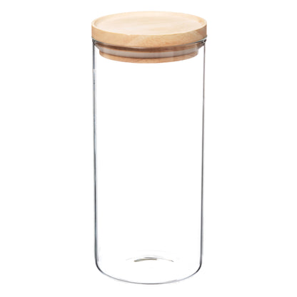 Wellhome - Tarro De Vidrio Y Madera, Cierre Hermético 1.3l_0
