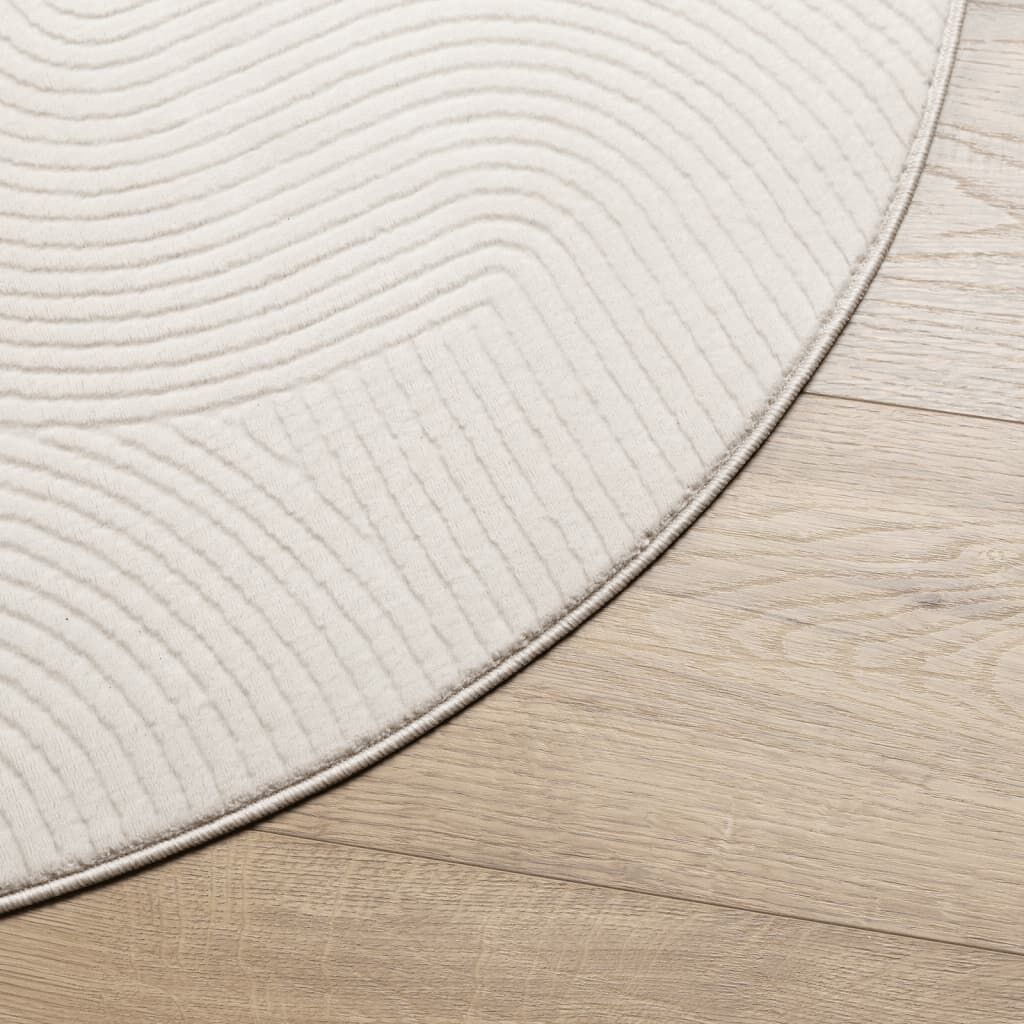 Vidaxl Alfombra De Pelo Corto Look Escandinavo Iza Crema Ø 80 Cm_3