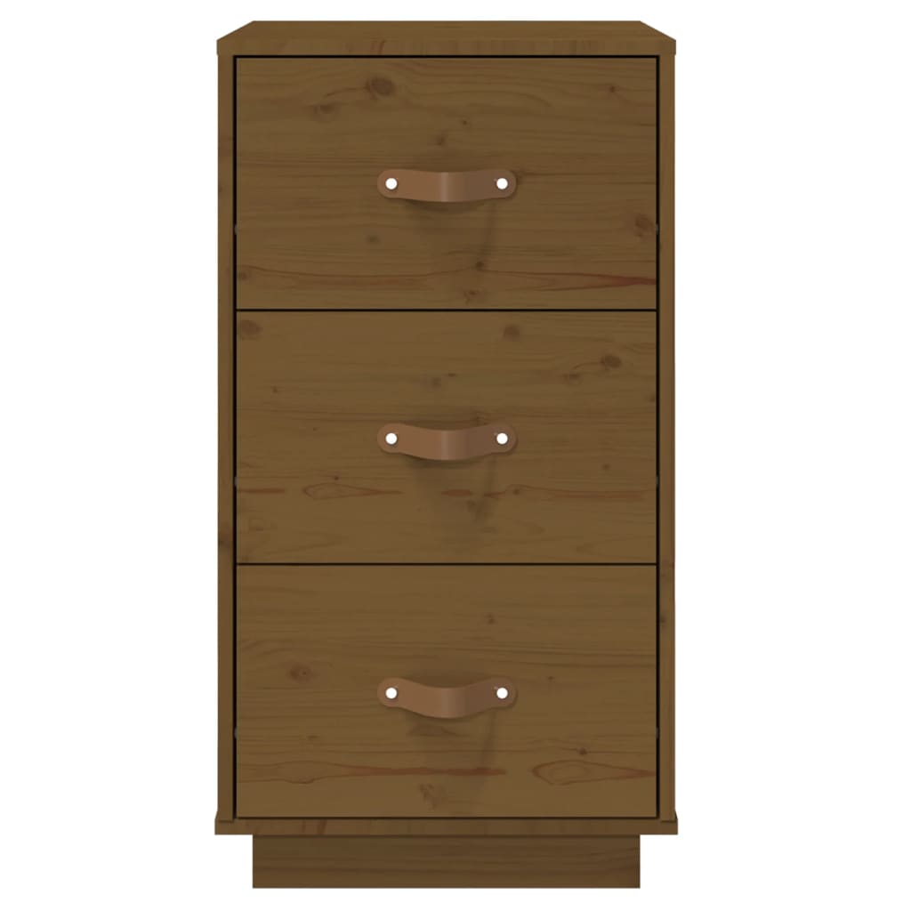 Mesita De Noche Madera Maciza De Pino Marrón Miel 40x40x75 Cm_3