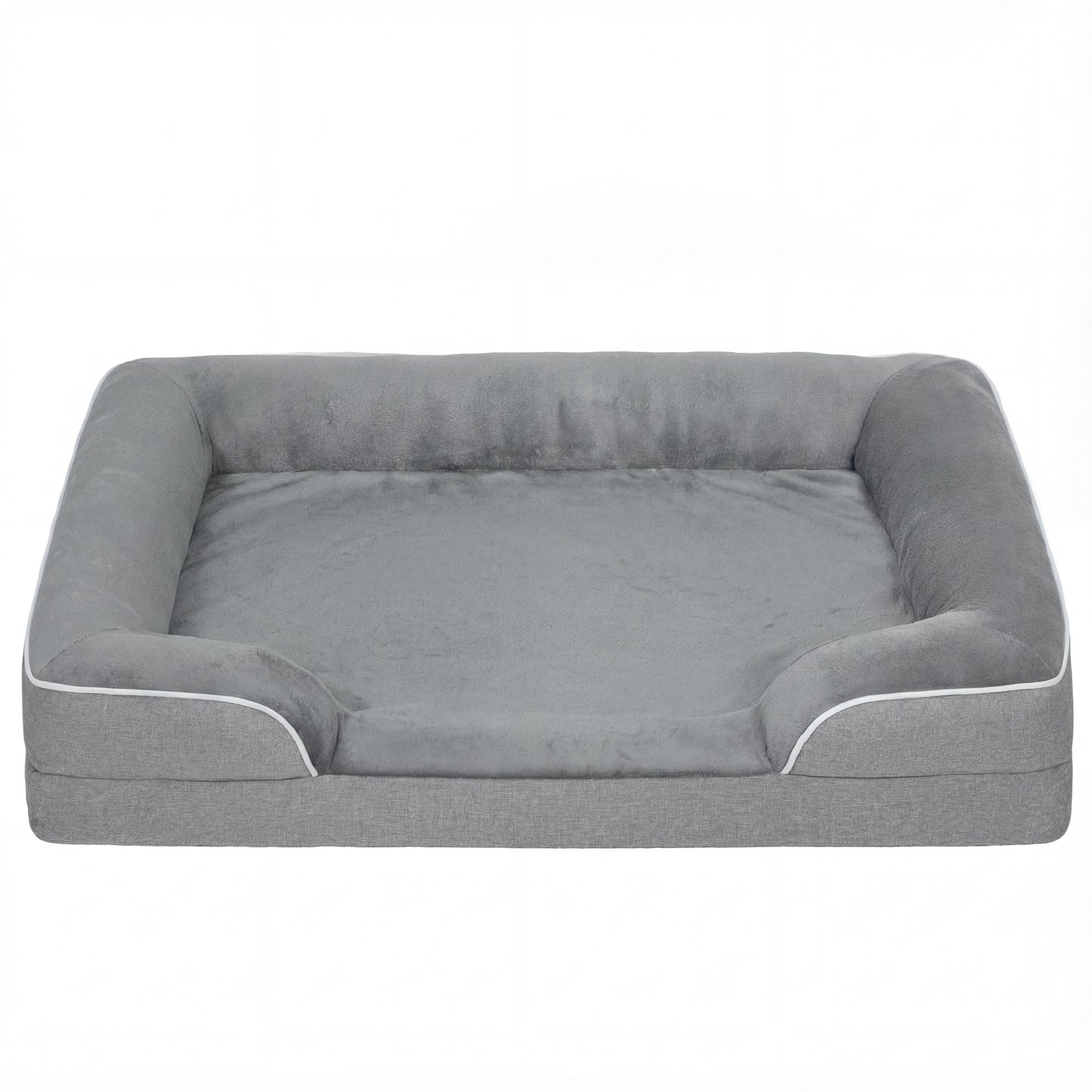 Pawhut Cama Para Perros Medianos Con Base Antideslizante 91,5x68,5x16,5 Cm Gris_0