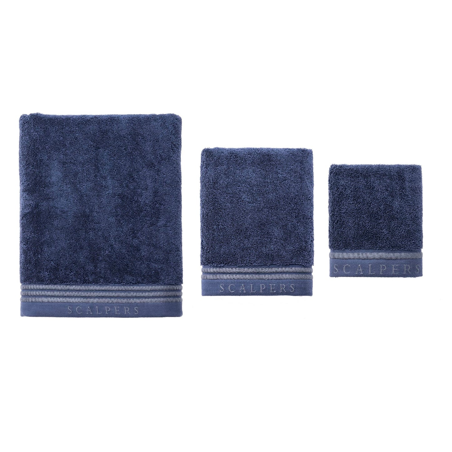 Juego De 3 Toallas Azul Marino (tocador 30x50cm, Manos 50x100cm Y Baño 90x150cm) Scalpers Home_0