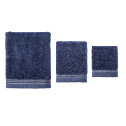 Juego De 3 Toallas Azul Marino (tocador 30x50cm, Manos 50x100cm Y Baño 90x150cm) Scalpers Home_0