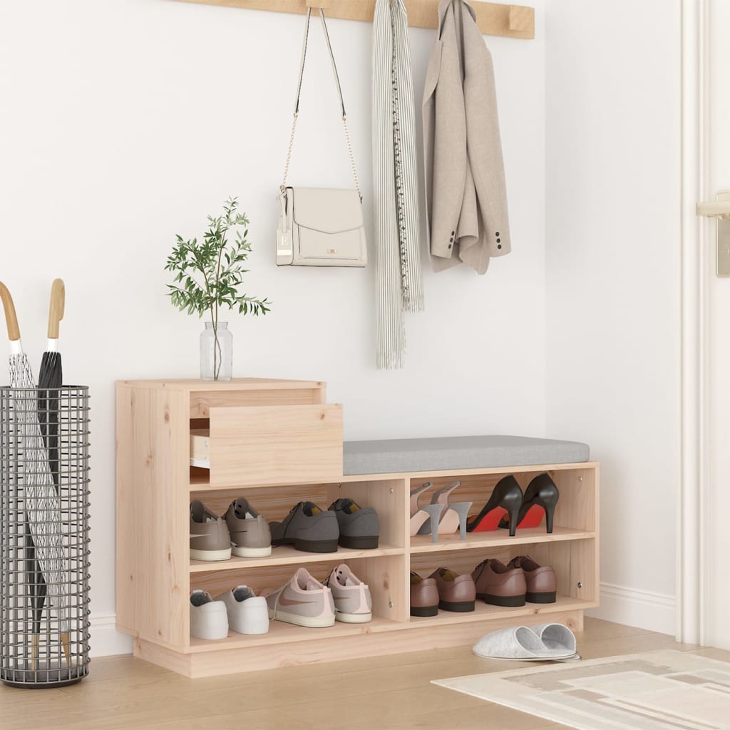 Mueble Zapatero De Madera Maciza De Pino 110x34x61 Cm / Vetonek_5