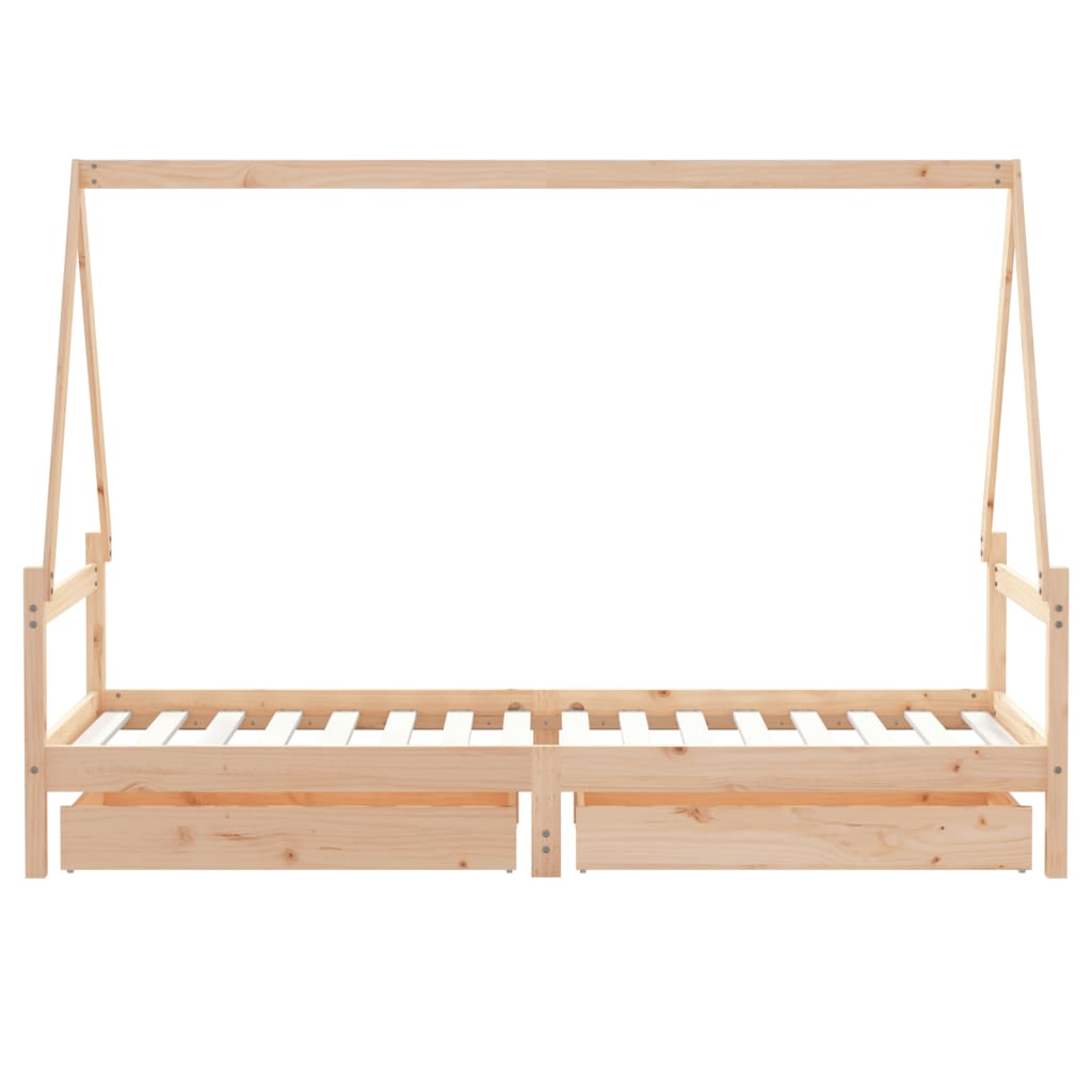 Estructura De Cama Para Niños Con Cajones Madera Pino 80x200 Cm / Vetonek_4