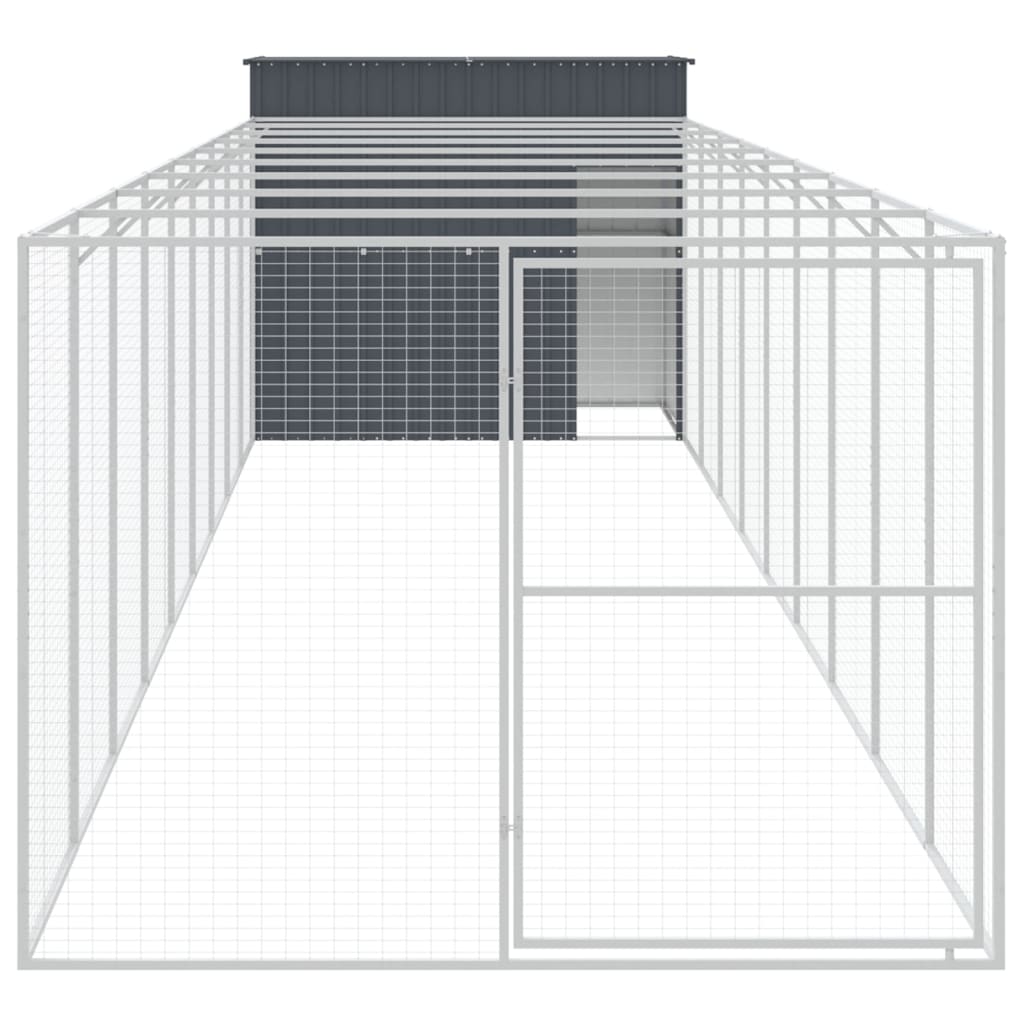Caseta Perros Con Corral Acero Galvanizado Gris 214x1069x181 Cm_2