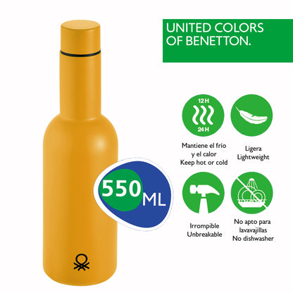 Botella De Agua 550ml Acero Inoxidable Amarilla Casa Benetton_1