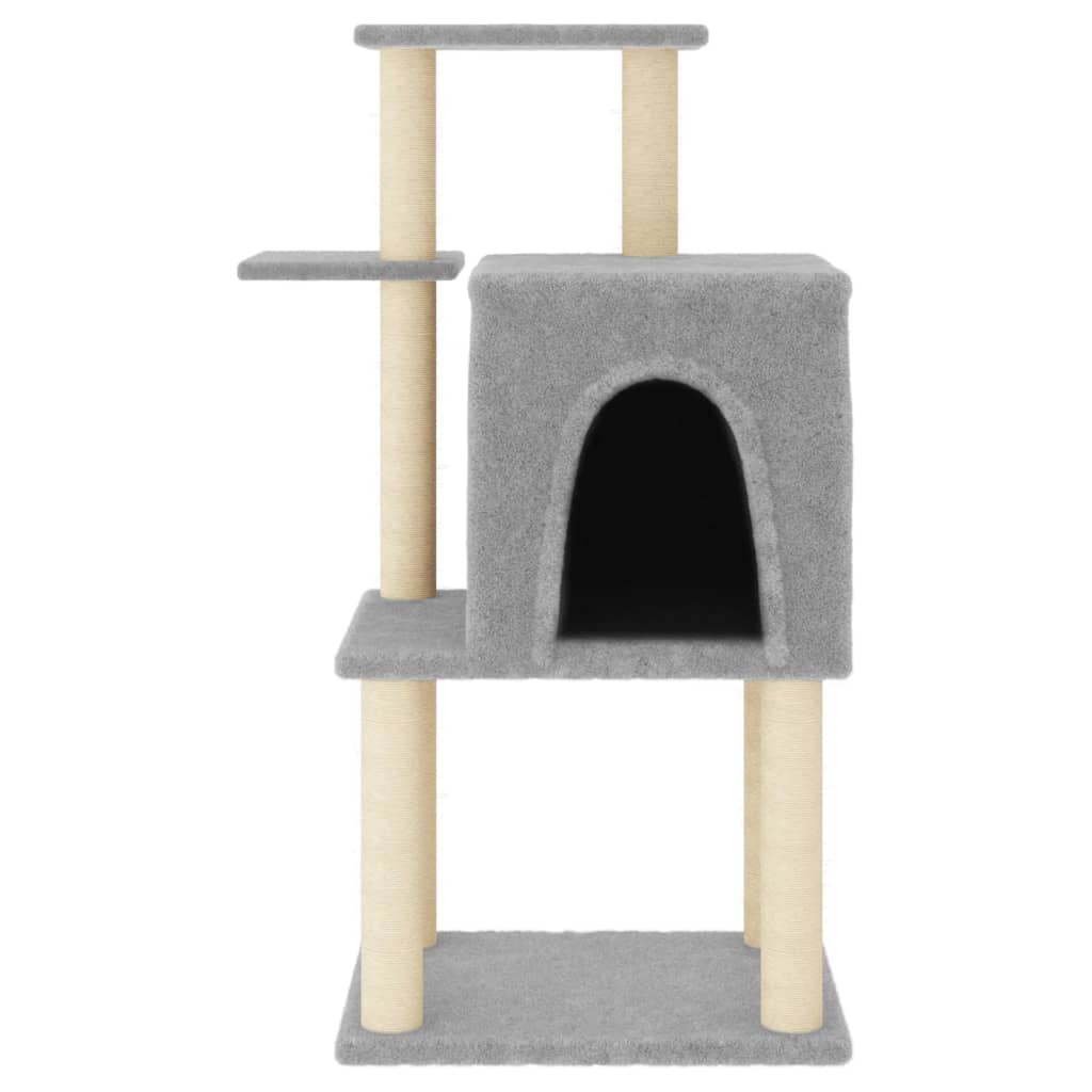 Rascador Para Gatos Con Postes De Sisal Gris Claro 97 Cm_2
