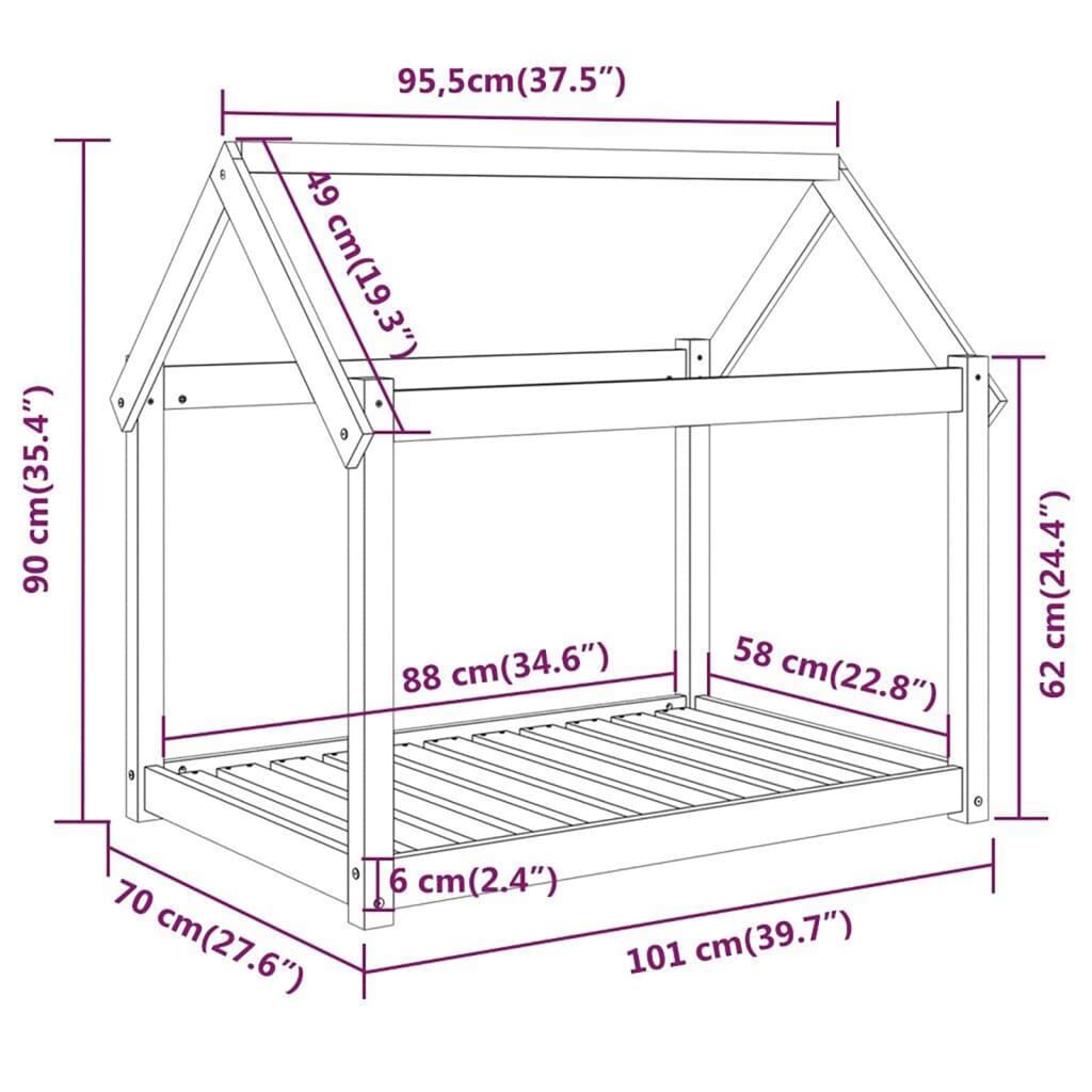 Vidaxl Cama Para Perros Madera Maciza De Pino Negro 101x70x90 Cm_2