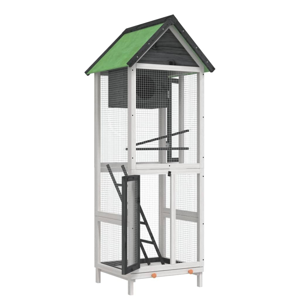 Vidaxl Casita Para Pájaros Madera Maciza Pino Gris 60x58,5x160 Cm_3