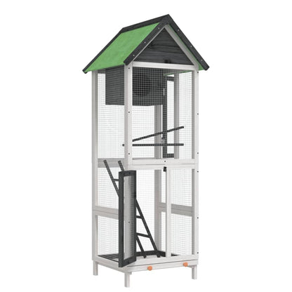 Vidaxl Casita Para Pájaros Madera Maciza Pino Gris 60x58,5x160 Cm_3